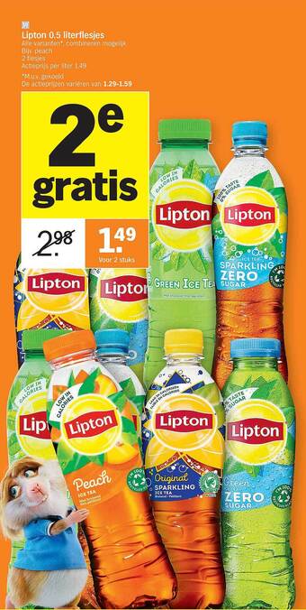 Albert Heijn Lipton 0.5 literflesjes aanbieding