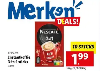 Lidl Nescafé instantkoffie 3-in-1 sticks aanbieding