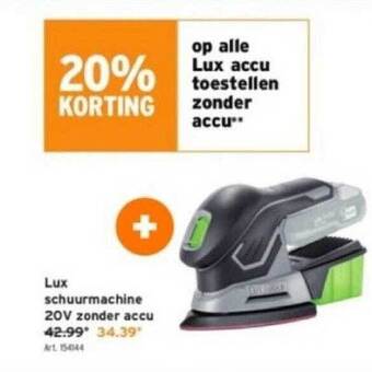 GAMMA Lux schuurmachine 20v zonder accu aanbieding