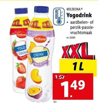 Lidl Milbona yogodrink aanbieding