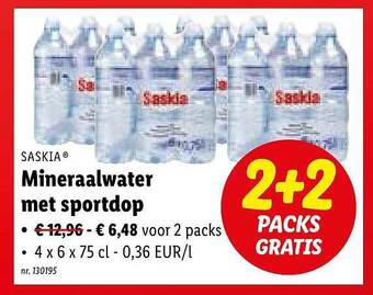 Lidl Saskia mineraalwater met sportdop aanbieding