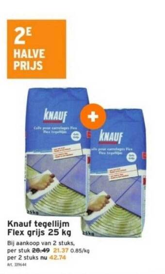 GAMMA Knauf tegellijm flex grijs 25 kg aanbieding