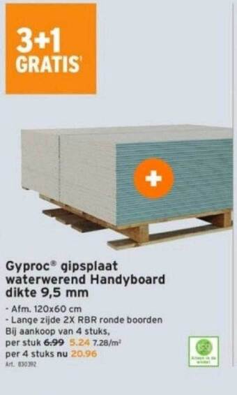 GAMMA Gyproc gipsplaat waterwerend handyboard dikte 9,5 mm aanbieding