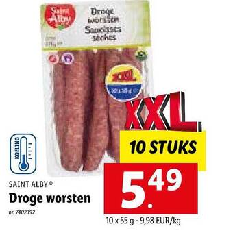 Lidl Saint alby droge worsten aanbieding