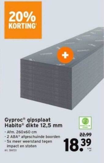 GAMMA Gyproc gipsplaat habito dikte 12,5 mm aanbieding