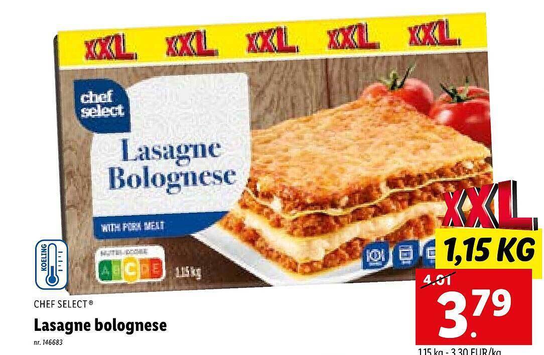 Chef select lasagne bolognese promotie bij Lidl
