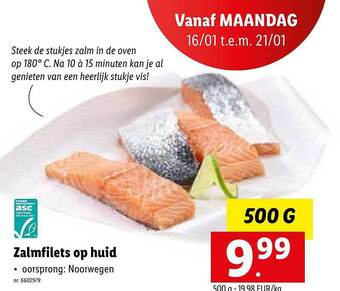 Lidl Zalmfilets op huid aanbieding