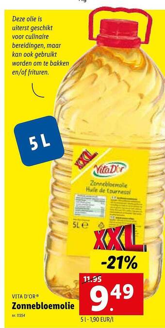 Lidl Vita d'or zonnebloemolie aanbieding