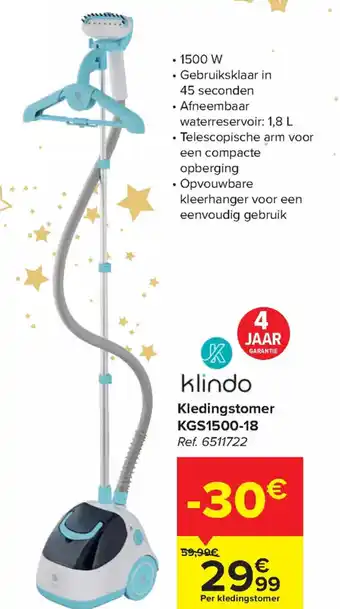 Carrefour Klindo Kledingstomer KGS1500-18 aanbieding