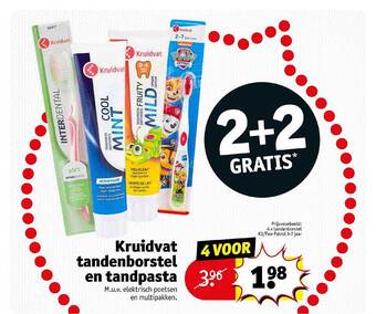 Kruidvat Kruidvat tandenborstel en tandpasta aanbieding
