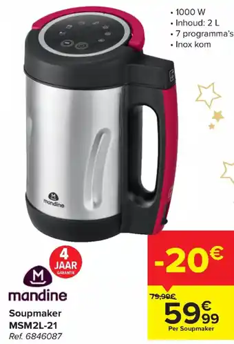 Carrefour Mandine Soupmaker MSM2L-21 aanbieding