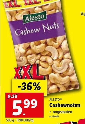 Lidl Alesto cashewnoten aanbieding