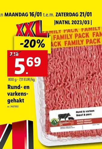 Lidl Rund- en varkensgehakt aanbieding