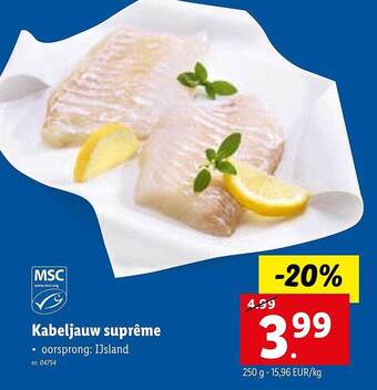 Lidl Kabeljauw suprême aanbieding