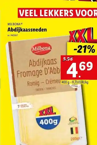 Lidl Milbona abdijkaassneden aanbieding