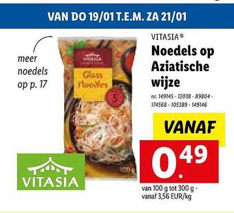 Lidl Vitasia noedels op aziatische wijze aanbieding