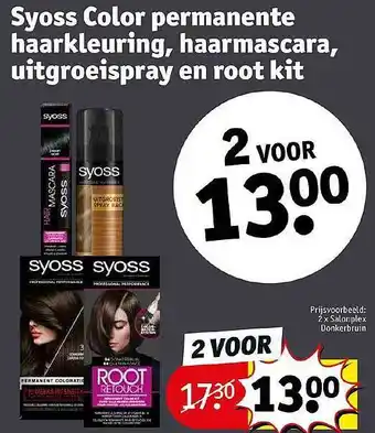 Kruidvat Syoss color permanente haarkleuring, haarmascara, uitgroeispray en root kit aanbieding