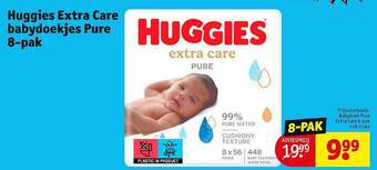 Kruidvat Huggies extra care babydoekjes pure 8-pak aanbieding