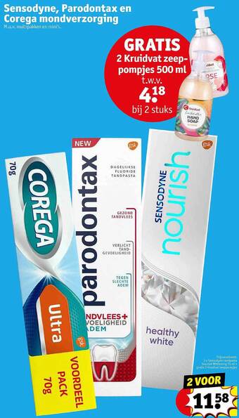 Kruidvat Sensodyne, parodontax en corega mondverzorging aanbieding