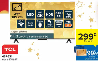 Carrefour TCL 43" LED TV 43P631 aanbieding