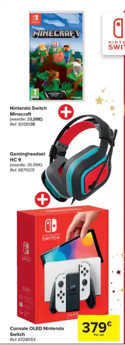 Nintendo Switch Minecraft + Gamingheadset HC9 + Console OLED Nintendo Switch Per Set