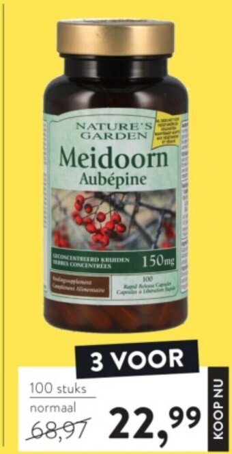 Nature's Garden Meidoorn 150mg 3 x 100 Capsules
