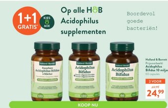 Holland & Barrett Acidophilus Bifidus 10 Miljand 60 Capsules 1+1 Gratis