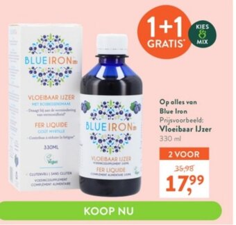 Holland & Barrett Blue Iron Vloeibaar IJzer 330ml 1+1 Gratis aanbieding