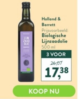 Holland & Barrett Holland & Barrett Biologische Lijnzaadolie 500ml 3 Voor aanbieding