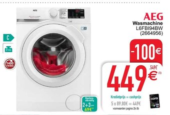 Cora AEG Wasmachine L6FBI94BW aanbieding