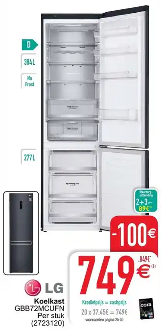 Cora LG Koelkast GBB72MCUFN aanbieding