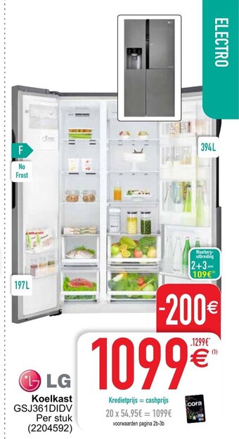 Cora LG Koelkast GSJ361DIDV aanbieding