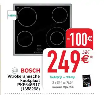 Cora Bosch Vitrokeramische kookplaat PKF645B17 aanbieding