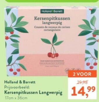 Holland & Barrett Holland & Barrett Kersenpitkussen Langwerpig 17cm x 36cm 1+1 Gratis aanbieding