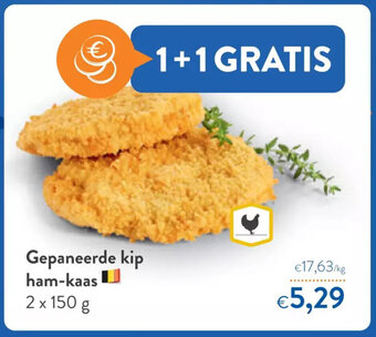 OKay Gepaneerde kip ham-kaas 2x150g aanbieding