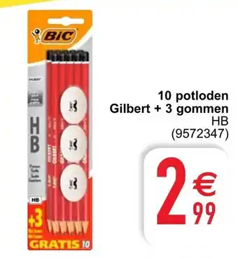 10 potloden Gilbert + 3 gommen