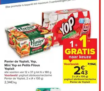 Carrefour Panier de yoplait 4 x 130g 1+1 gratis aanbieding