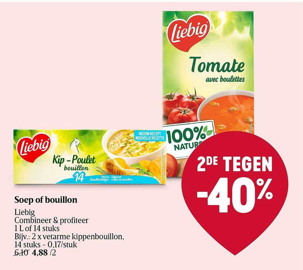Soep of bouillon liebig promotie bij Delhaize