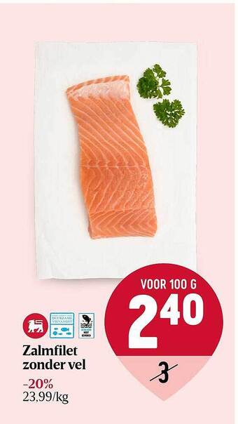 Delhaize Zalmfilet zonder vel aanbieding