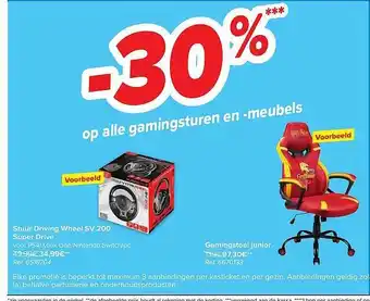 Carrefour Stuur driving wheel sv 200 super drive, gamingstoel junior aanbieding