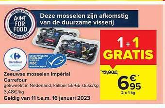 Carrefour Zeeuwse mosselen impérial aanbieding