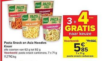 Carrefour Pasta snack en asia noodles knorr aanbieding
