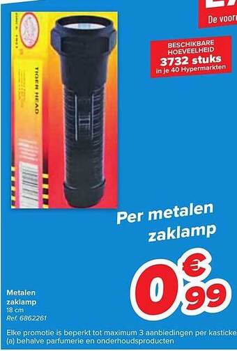 Carrefour Metalen zaklamp aanbieding