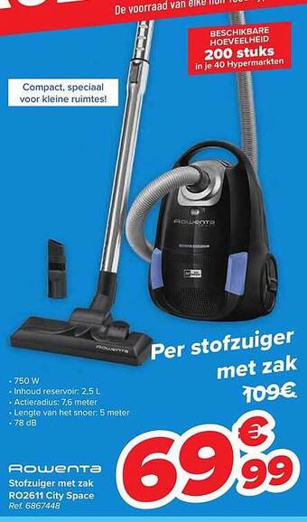 Carrefour Rowenta stofzuiger met zak aanbieding