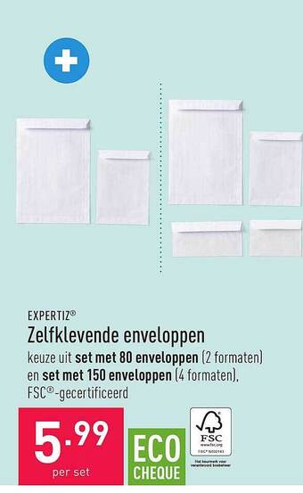 ALDI Expertiz zelfklevende enveloppen aanbieding