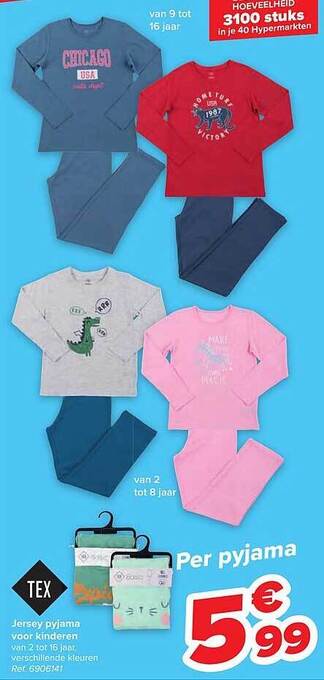 Carrefour Jersey pyjama voor kinderen aanbieding