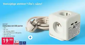 ALDI Workzone stekkerdoos met usbpoorten aanbieding