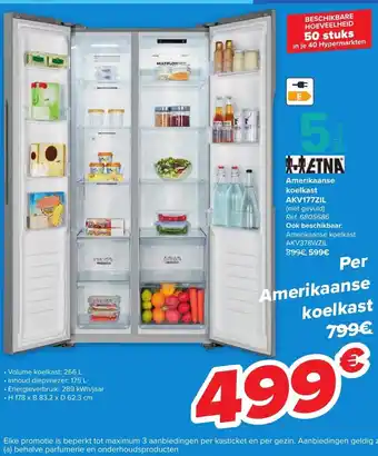 Carrefour Amerikaanse koelkast AKV177ZIL ref. 6805686 aanbieding