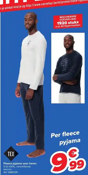 Carrefour Tex fleece pyjama voor heren s tot xxxl, ref. 6880126 aanbieding