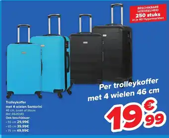 Carrefour Trolleykoffer met 4 wielen santorini 46cm aanbieding